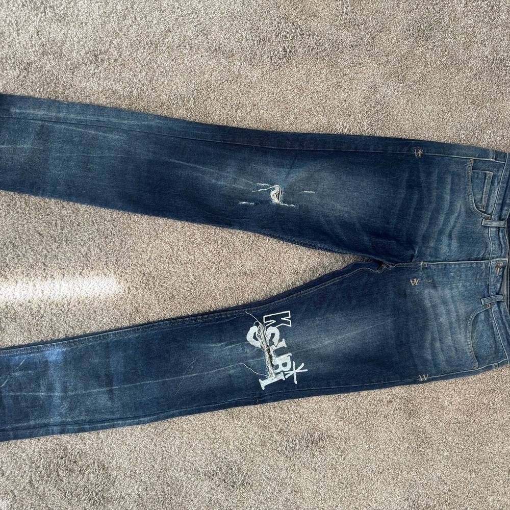 Ksubi Blue Denim with White Graphic Patch